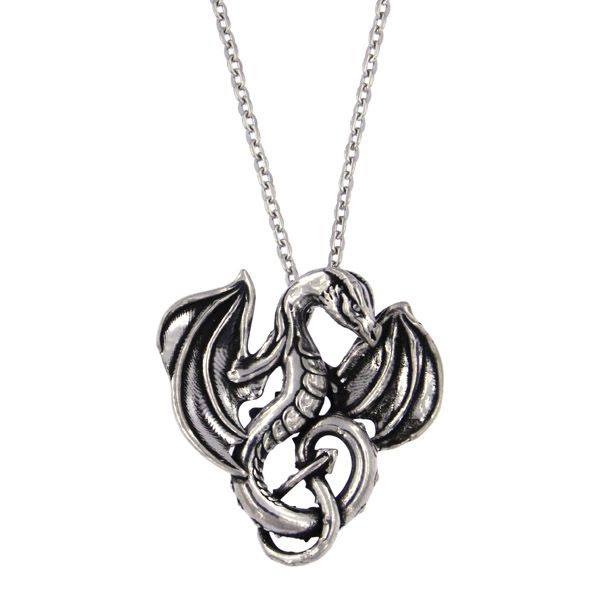 Pewter Dragon Pendant St Justin Jewellery Made in Cornwall UK