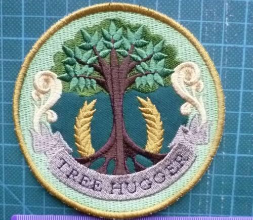 Patch - TREE HUGGER. Embroidered sew-on patch