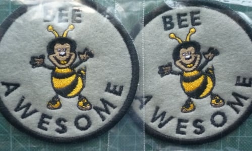 Patch - BEE AWESOME. Embroidered sew-on patch