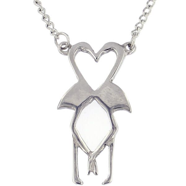 Flamingo heart necklace by St Justin of Penzance