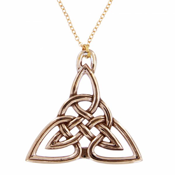 BRONZE Triangular Celtic Knot Pendant 