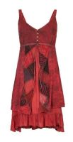 Strappy Cotton Dress with Patchwork (RED)