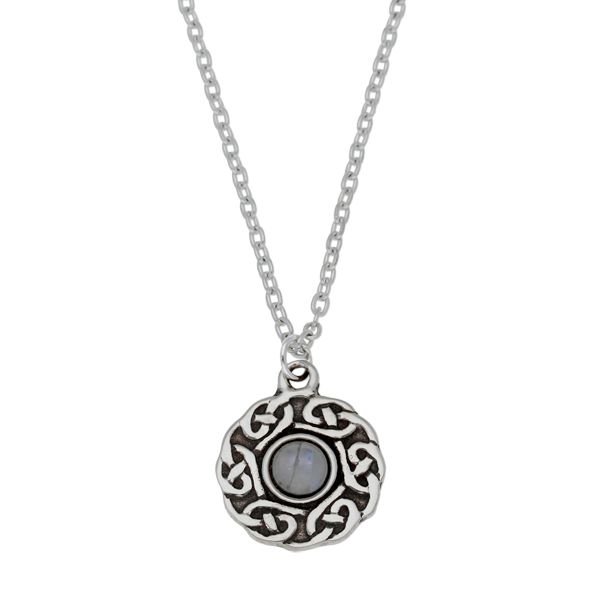 Celtic Knotwork Moonstone Pendant. Made by St Justin, Penzance, Cornwall