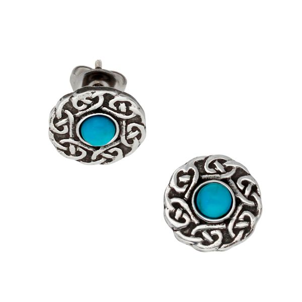 Celtic Circle Turquoise Gemstone Stud Earrings by St Justin of Penzance