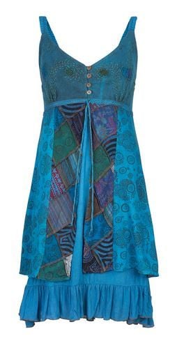 Strappy Cotton Dress with Patchwork