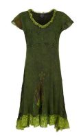 Cotton Dress with Patchwork and Lace (GRN)