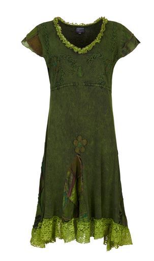 Cotton Dress with Patchwork and Lace