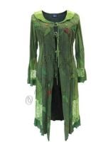 Mid-length Boho Jacket with Lace and Applique (GRN)