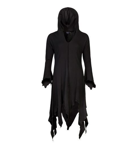 Gothic Style Dress with Long Pixie Hood (BLK)
