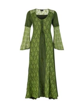 Long Medieval Style Dress with Bell Sleeves (GRN)