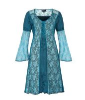 Mid Length Medieval Style Dress with Bell Sleeves (TEAL)