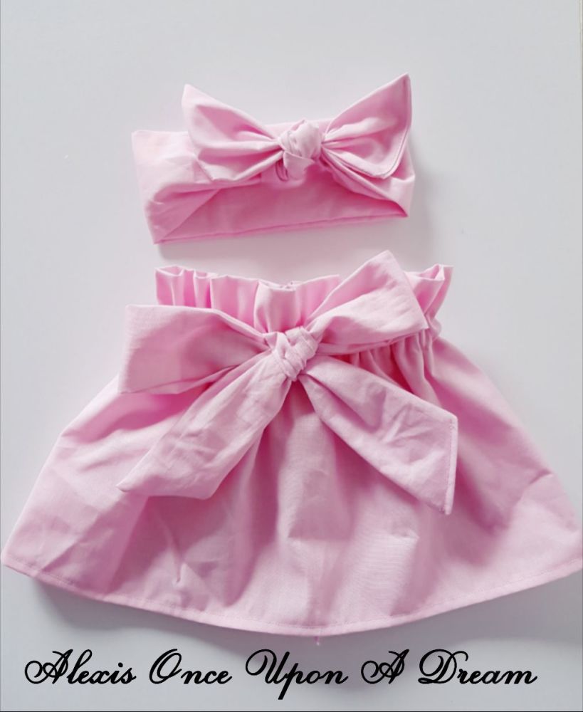 Thea-rose high waisted skirt in baby pink