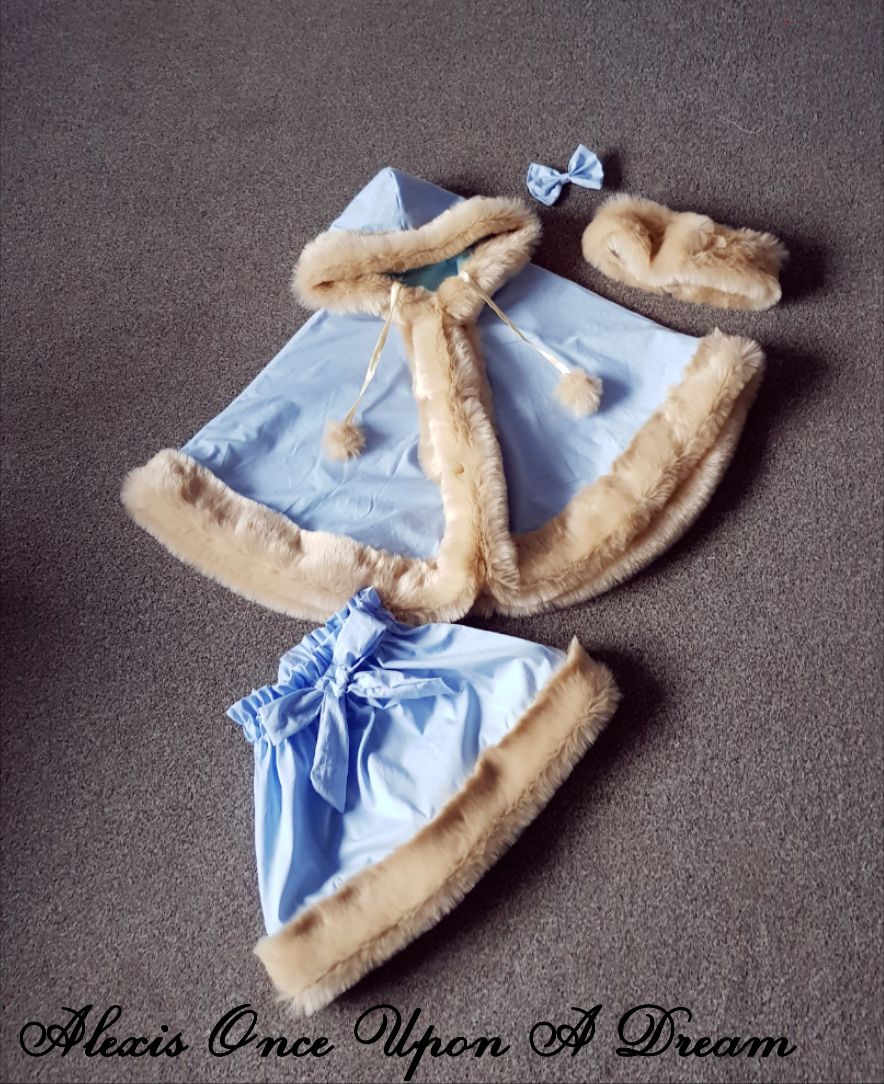 Blue and camel cape