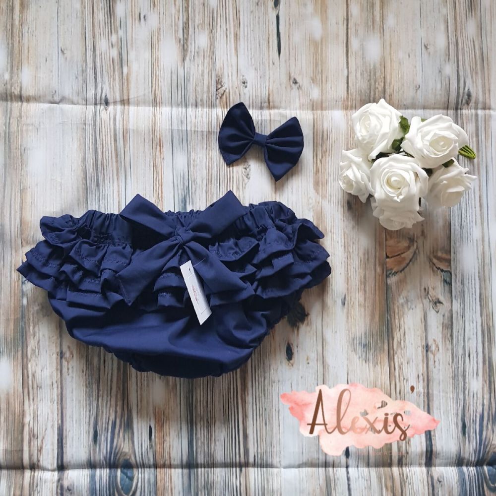 Navy frilly bum jam pants