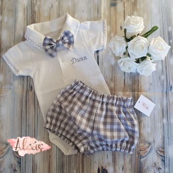 Grey gingham jam pants set