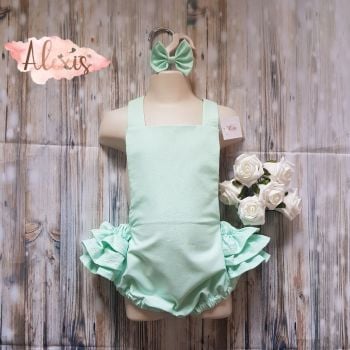 Mint green frilly bum romper