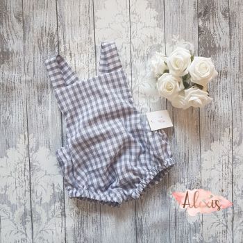 Grey gingham romper