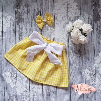 Lemon and white gingham skirt