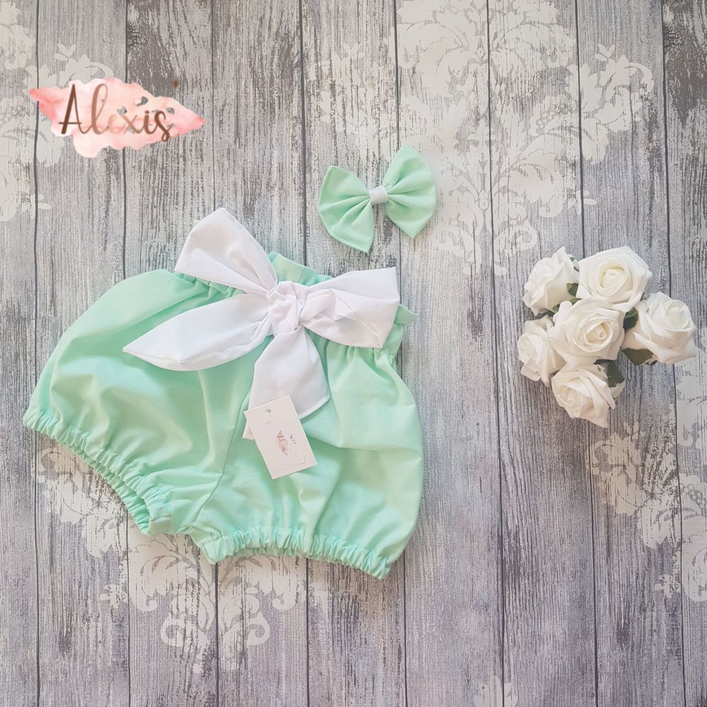 Mint green and white high waisted jampants