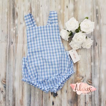 Blue gingham romper 