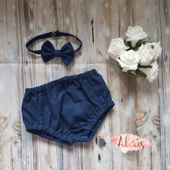 Navy jam pants and dicky bow set