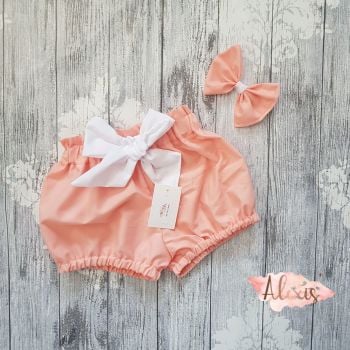 Peach and white high waisted jam pants 