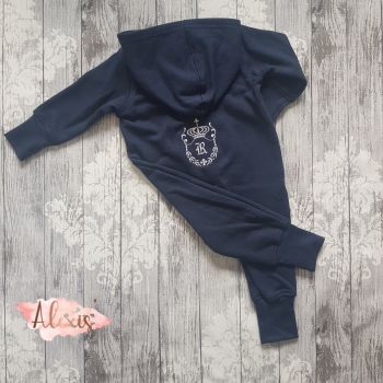 Baby boys navy monogram onsie 