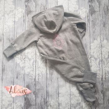 Baby girls grey monogram onsie 