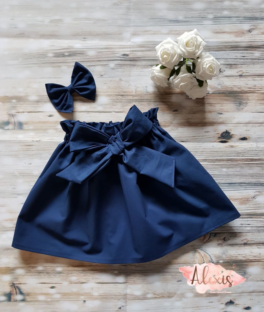 Thea-Rose high waisted skirt and bow in navy