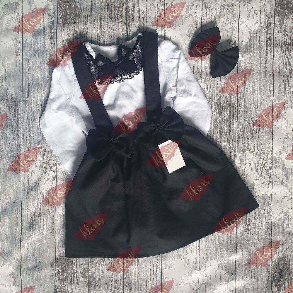 Thea-rose pinny set in black