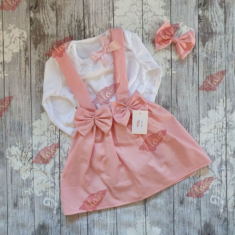 Thea-rose pinny set in pink