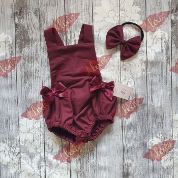 Wine bow romper