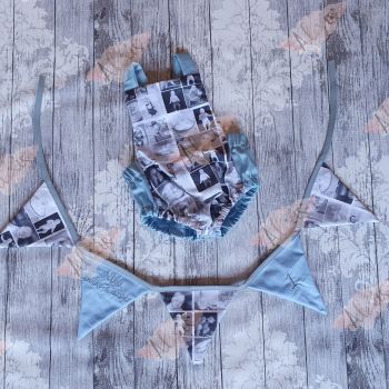 Baby boy blue photo romper 