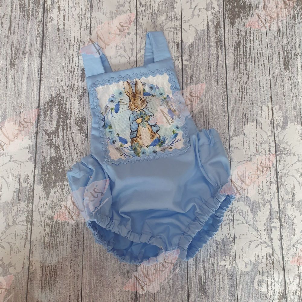 Blue feather peter rabbit romper