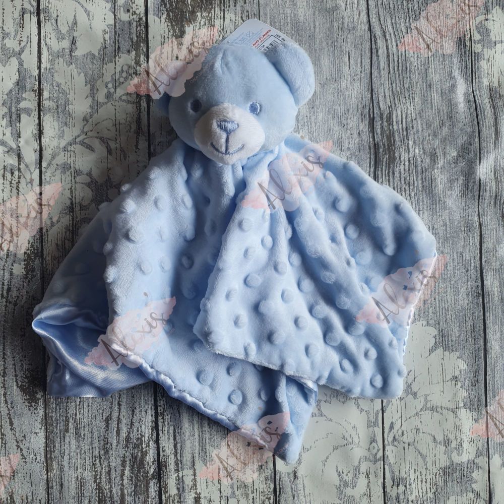 Personalised blue teddy comforter 