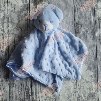Personalised blue teddy comforter 