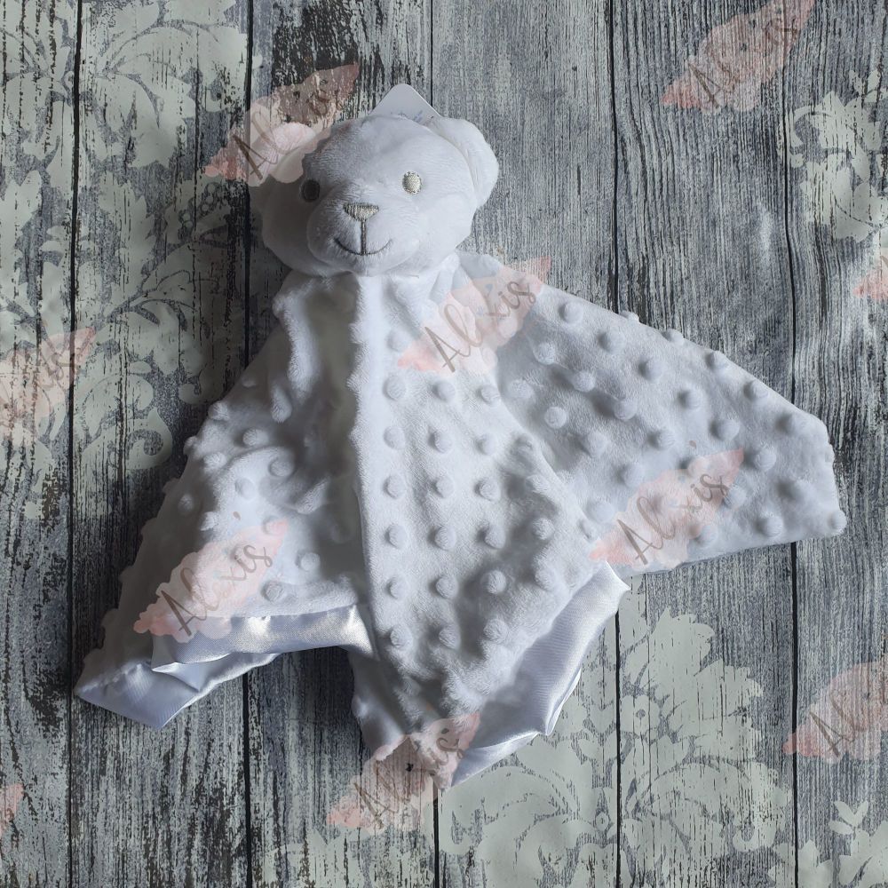 Personalised white teddy comforter 