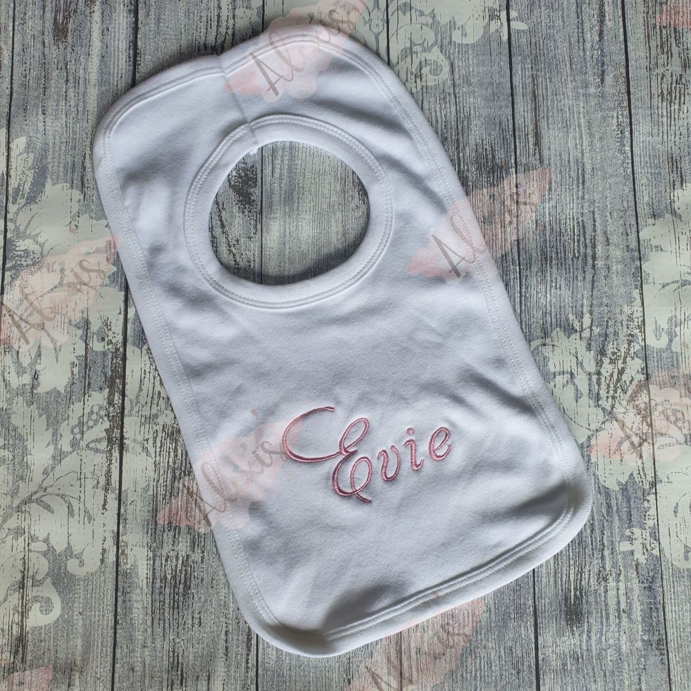 Fancy text name bib