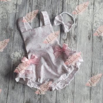 Frilly bum pink cherub romper 