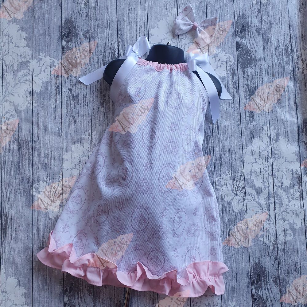 Pink cherub bow tie dress
