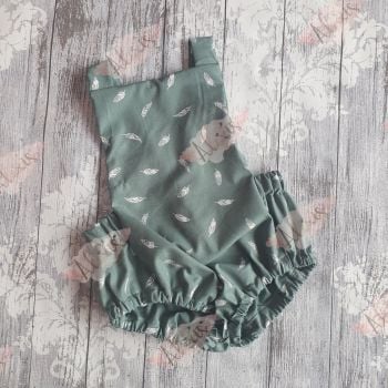 Olive feather romper