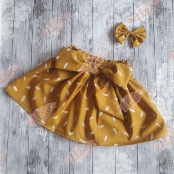 Mustard feather high waisted skirt 