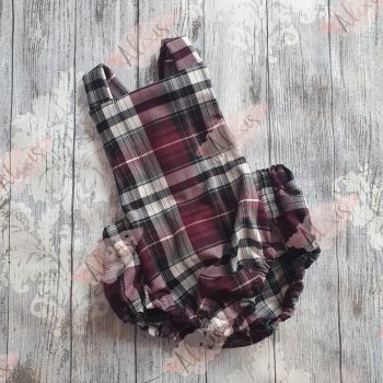 Wine tartan romper