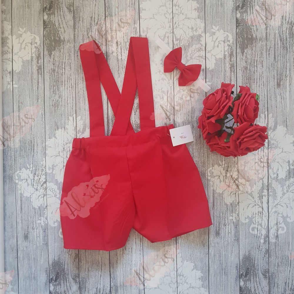 Red shorts with straps