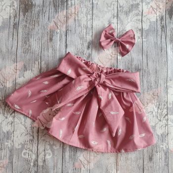 Dusky pink feather high waisted skirt
