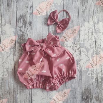 Dusky pink feather high waisted jampants 