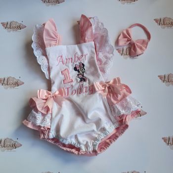Minnie frilly bum birthday romper