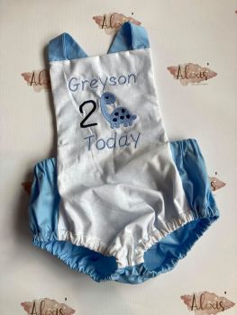  Blue Dino birthday romper