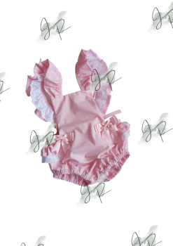 Pink and white frilly bum romper 