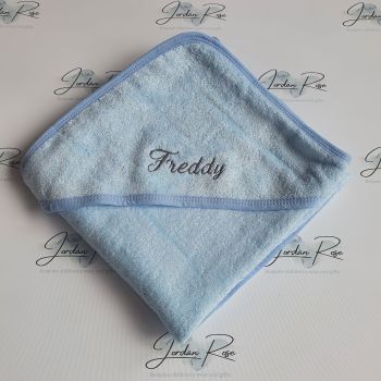 Personalised blue hooded baby towel 